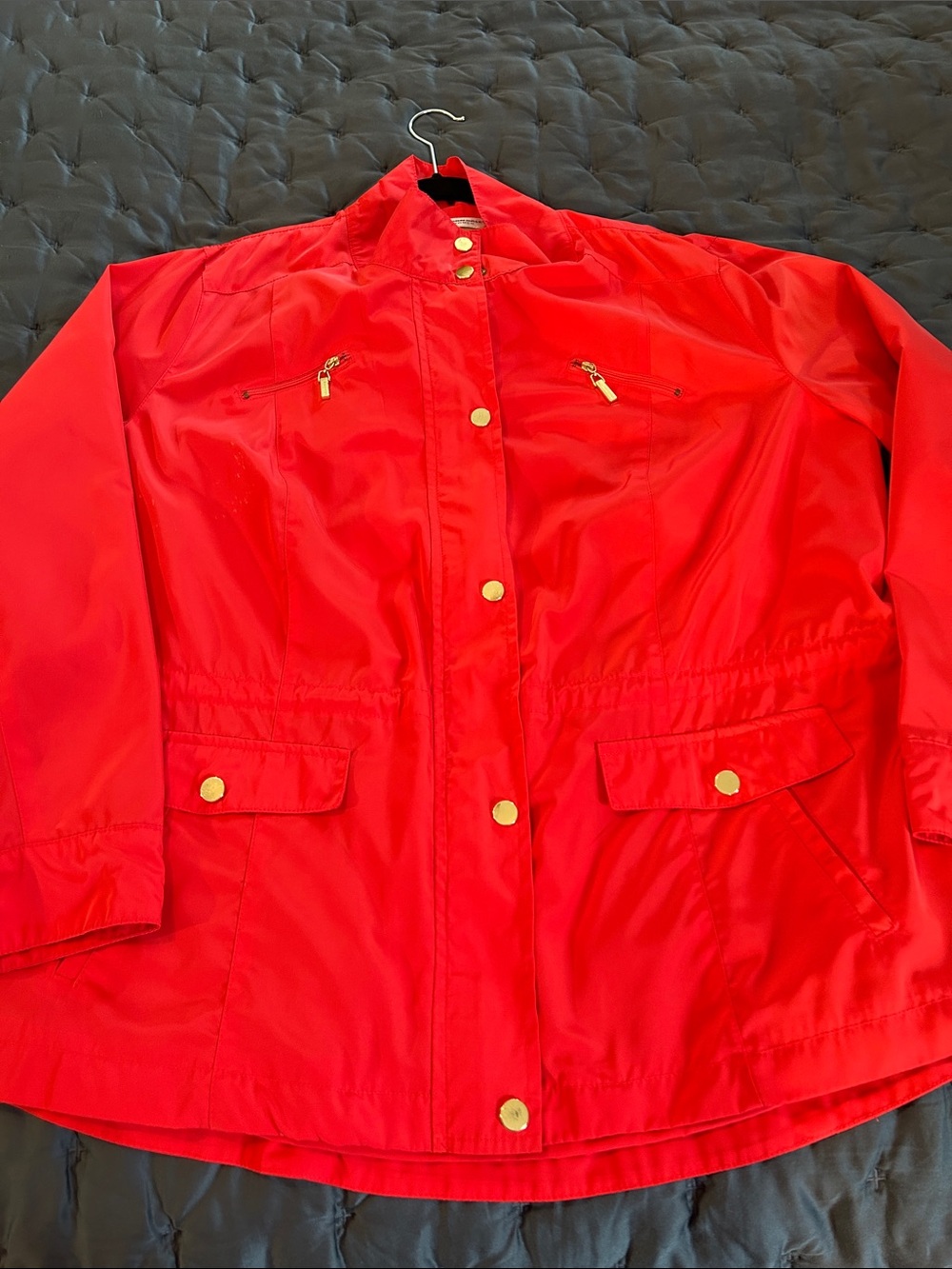 Allison Daley Bright Orange Utility Jacket with Gold Hardware